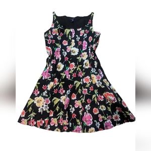 Chaps Dress Womens 16 Floral Romantic Preppy Botanical Summer Picnic Delicate